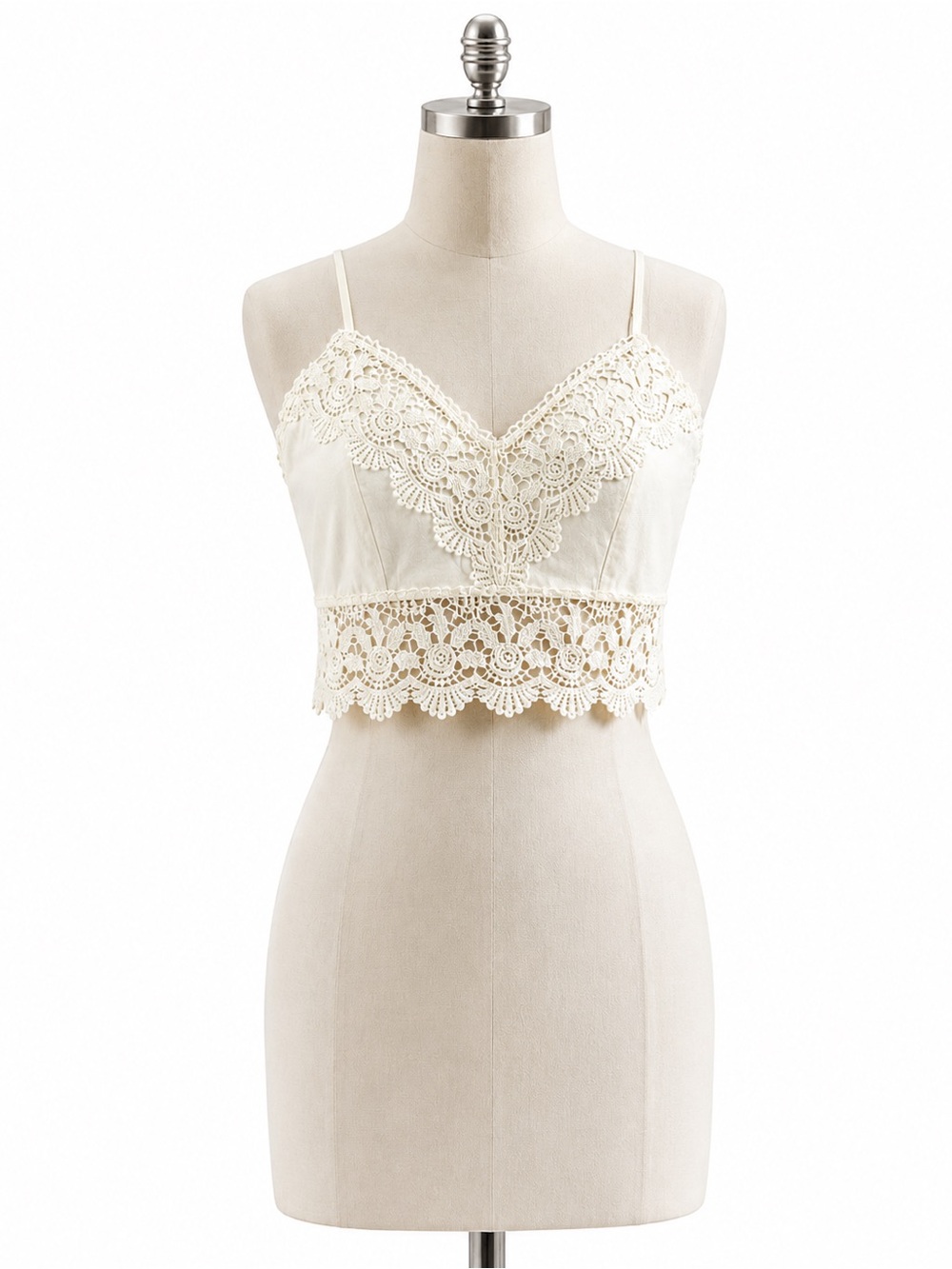 Ecoté Ivory Lace Crochet Bralette Cami Size L Boho Festival